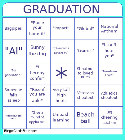 Graduation Bingo Card