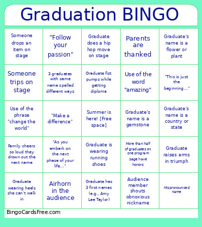 Graduation Bingo Card 3