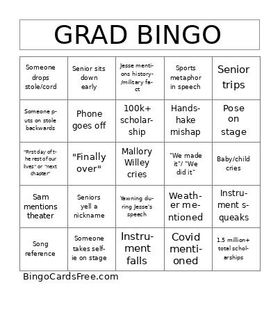 graduation bingo