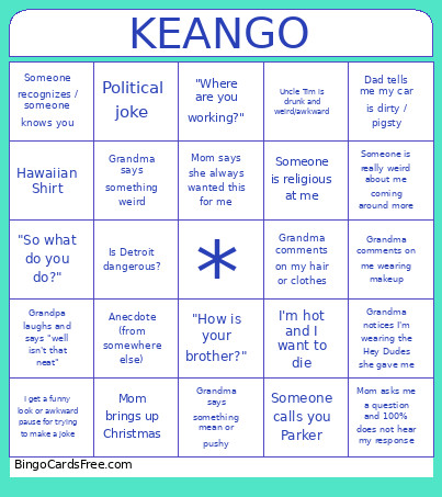 Graduation Party Bingo Card