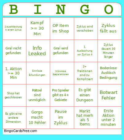 Graljagd Bingo Card