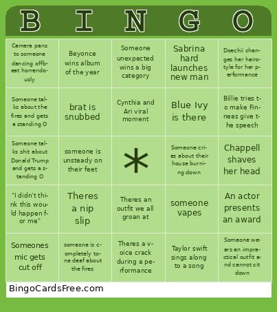 Grammy's 2024 Bingo Cards Free Pdf Printable Game, Title: BINGO