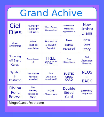 Grand Achive Bingo Card