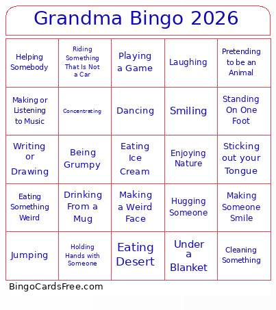 Grandma 2026 Bingo Card