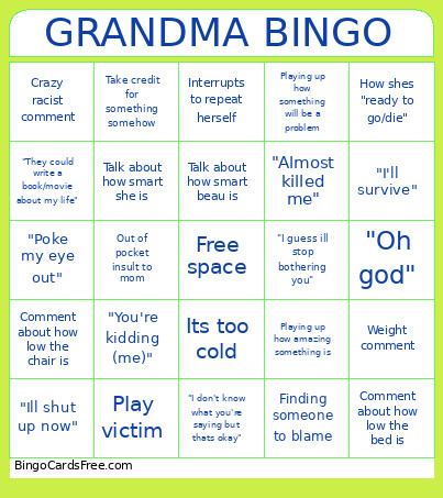 Grandma Bingo Card