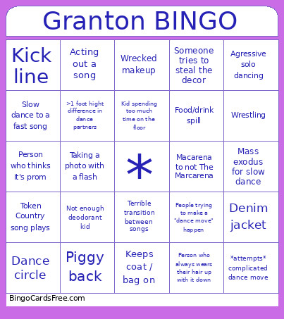 Granton Bingo Card