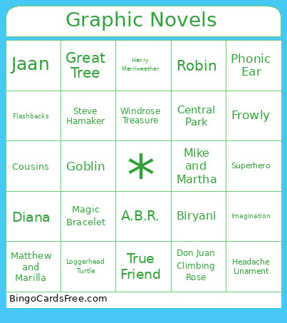 Graphic Novels Bingo Card