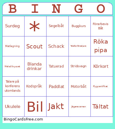 Grattis Bingo Card 2