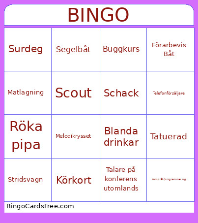 Grattis Bingo Card