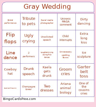 Gray Wedding Bingo