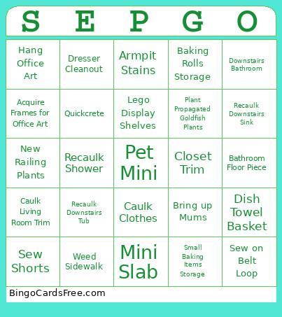 GRB September Bingo Card