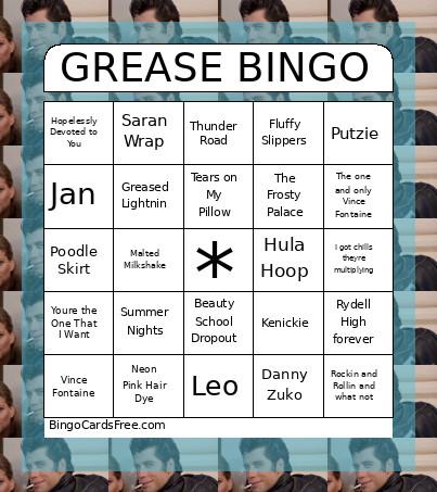 GREASE Bingo Card 2