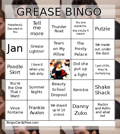 GREASE Bingo Card