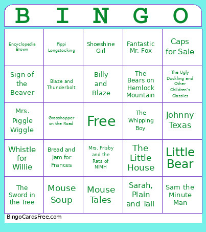 Great Texts Bingo Card