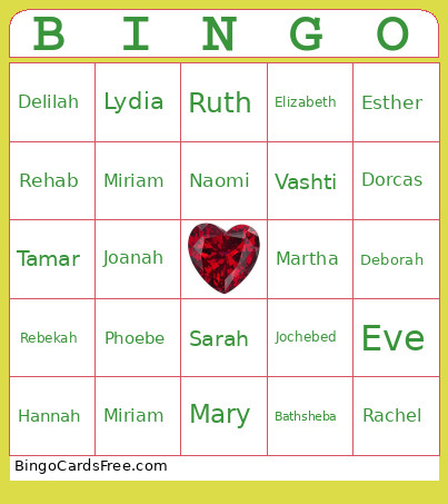 Great Women Of The Bible Bingo Card