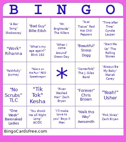 Greatest Hits Bingo