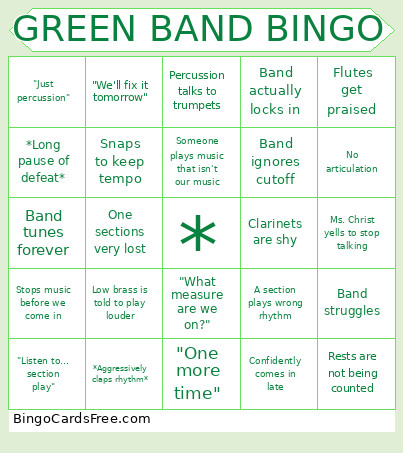 GREEN BAND Bingo Card