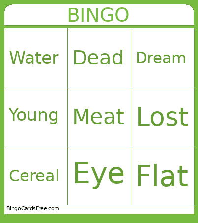 Green Masquerade Bingo Card