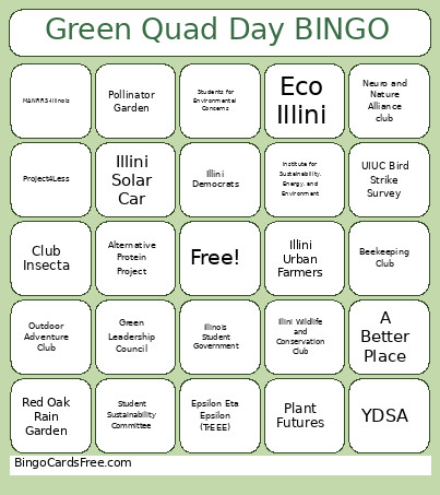 Green Quad Day Bingo Card