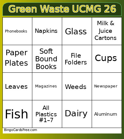 Green Waste UCMG 26 Bingo Card