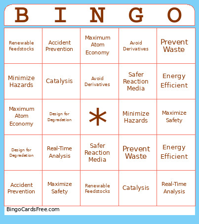 GreenChemistryPrinciples Bingo Card