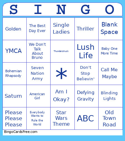Gresham Middle 7th Grade 26 Field Day Singo Bingo Card