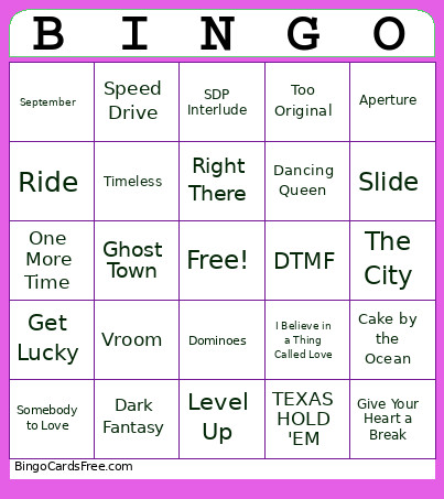 Grey Lady Music Bingo Card