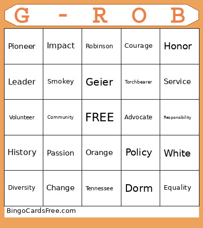 GRHA DAY Bingo Card
