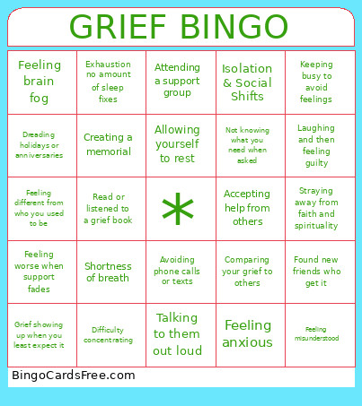 Grief Bingo Card