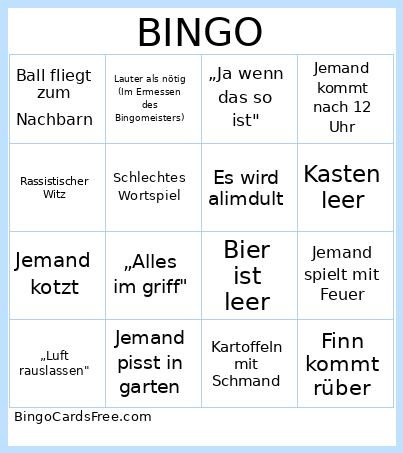 Grill Bingo Card