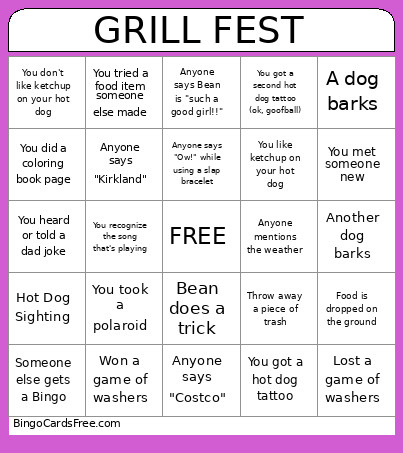 Grill Fest Bingo Card