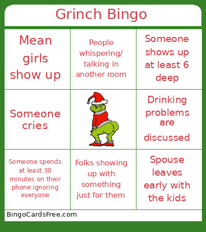 Grinch Bingo Card