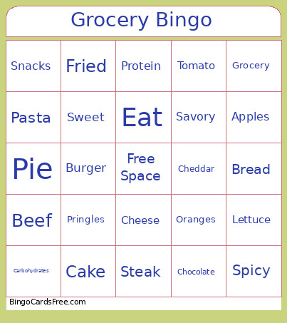 Grocery Bingo Card