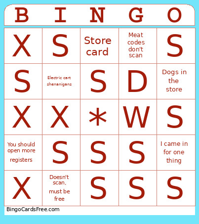 Grocery Bingo Card