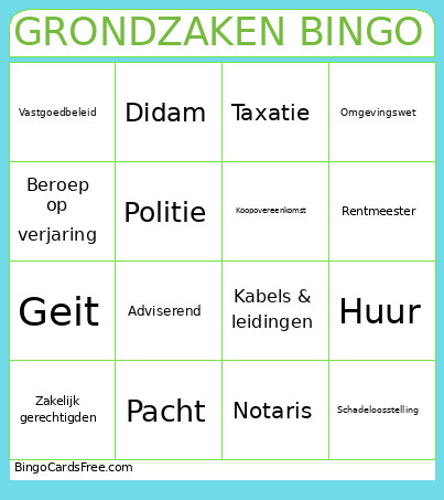 GRONDZAKEN Bingo Card
