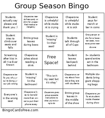Group Season Bingo Cards Free Pdf Printable Game, Title: Group Season Bingo