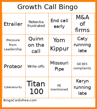 Growth Call Bingo Card