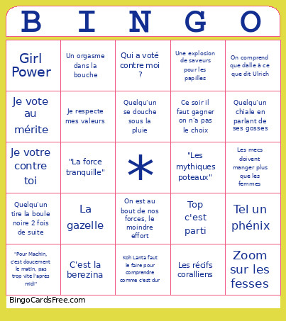 Grumbus Bingo Card