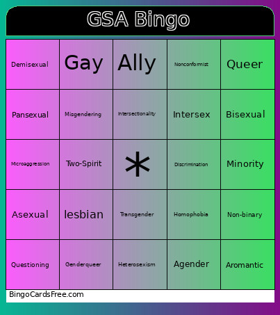 GSA Bingo Card