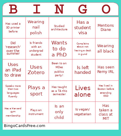GSD Publics Bingo Card