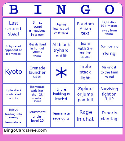 Gsfsgsg Bingo Card