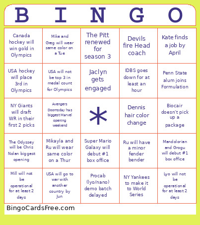 Gsk Bingo Card