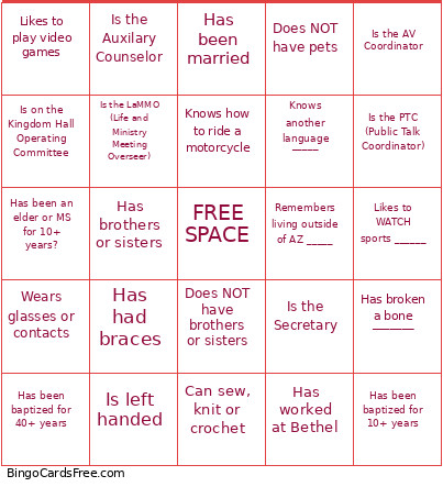GTKED Bingo Card