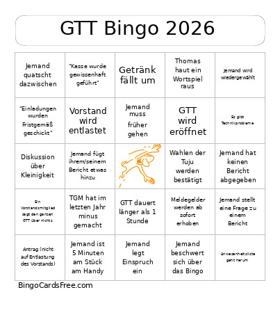 GTT 2026 Bingo Card