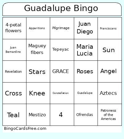 Guadalupe Bingo Card