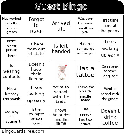 Guest Bingo Card 3