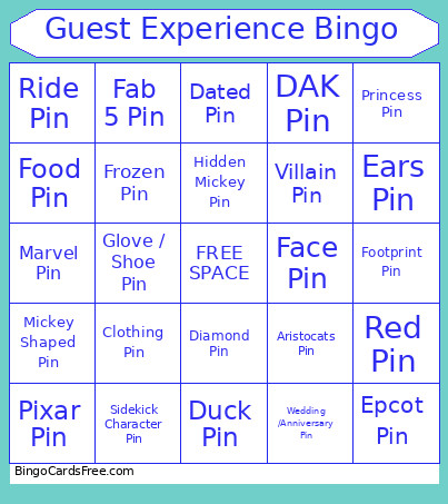 Guest Experience Bingo Card