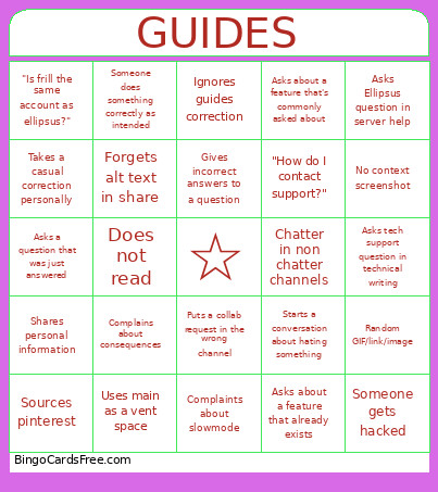 Guides Bingo Card