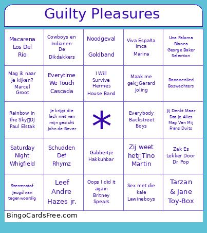 Guilty Pleasures Bingo
