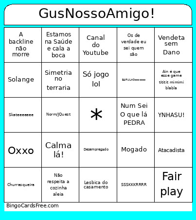 GusNossoAmigo! Bingo Card